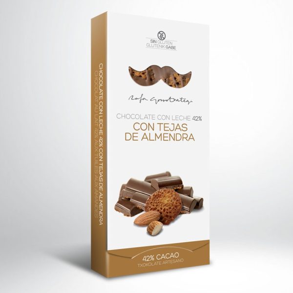42% milk chocolate with almond tiles