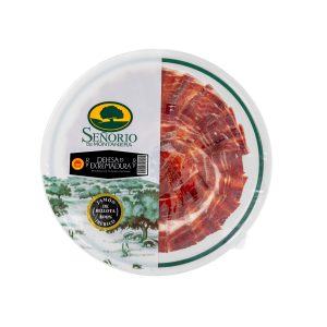Jamón 100% raza ibérica, etiqueta negra, loncheado, D.O.P. Dehesa de Extremadura, Señorío de Montanera