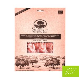 100% органична иберийска шунка от плешка, черен етикет, нарязан Señorío de Montanera