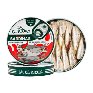 Sardinilla 10/14 unidades en aceite de oliva picante, La Curiosa