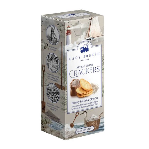 Crackers veganos artesanos de Sal Marina de Guérande (Francia) y Aceite de Oliva, Lady Joseph (7 unidades)