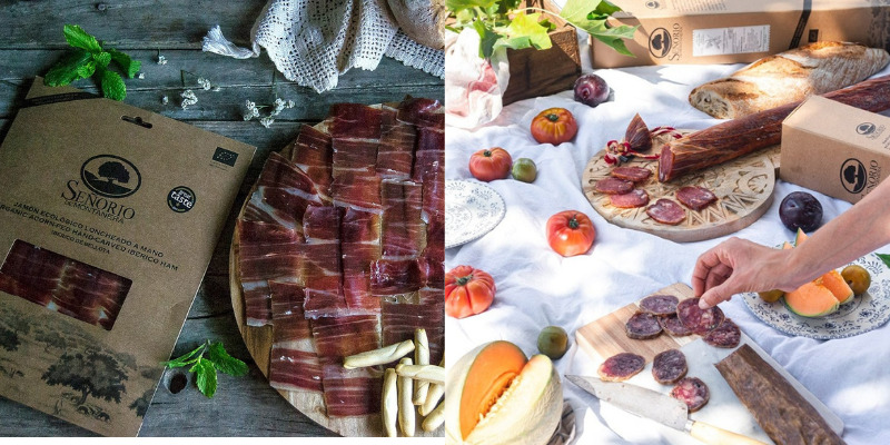 El alma verde del ibérico: tradición, pureza y sabor sin artificios Jamón 100% raza ibérica ecológico, etiqueta negra, loncheado, Señorío de Montanera