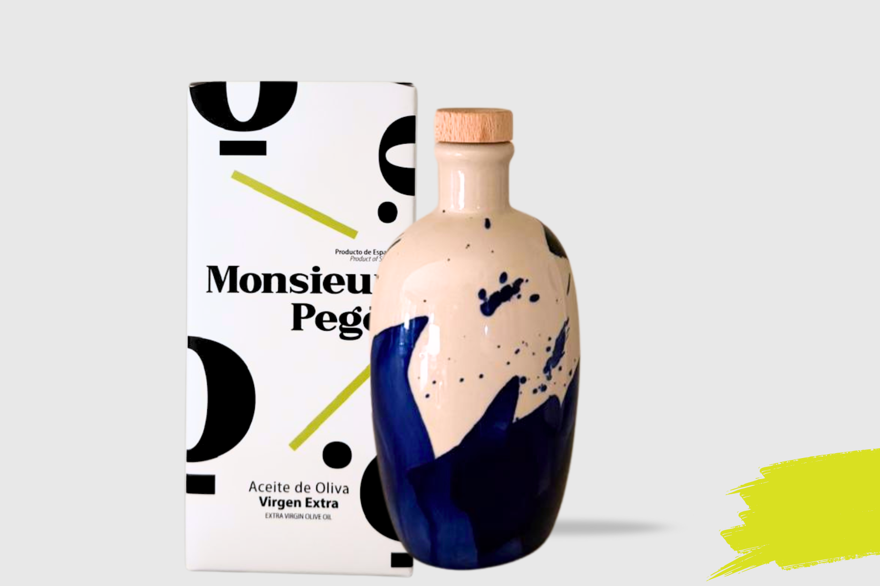 AOVE Cosecha Temprana, Botella Cerámica Reutilizable Picual, Monsieur Pegó AOVE Cosecha Temprana, Botella Cerámica Reutilizable Picual, Monsieur Pegó