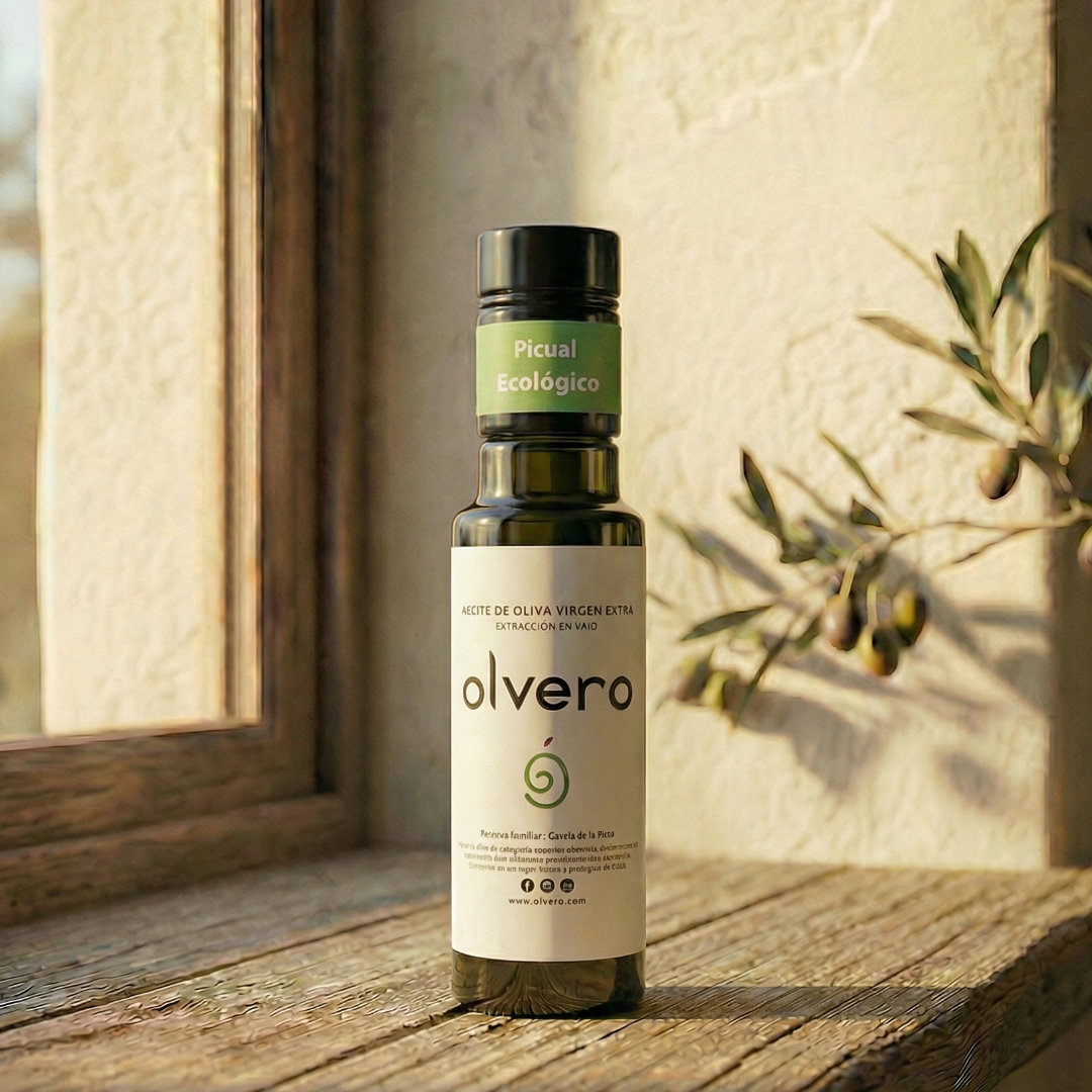 AOVE Picual Ecológico 100 ml Frutado Intenso Jaén, Olvero AOVE Picual Ecológico 100 ml Frutado Intenso Jaén, Olvero