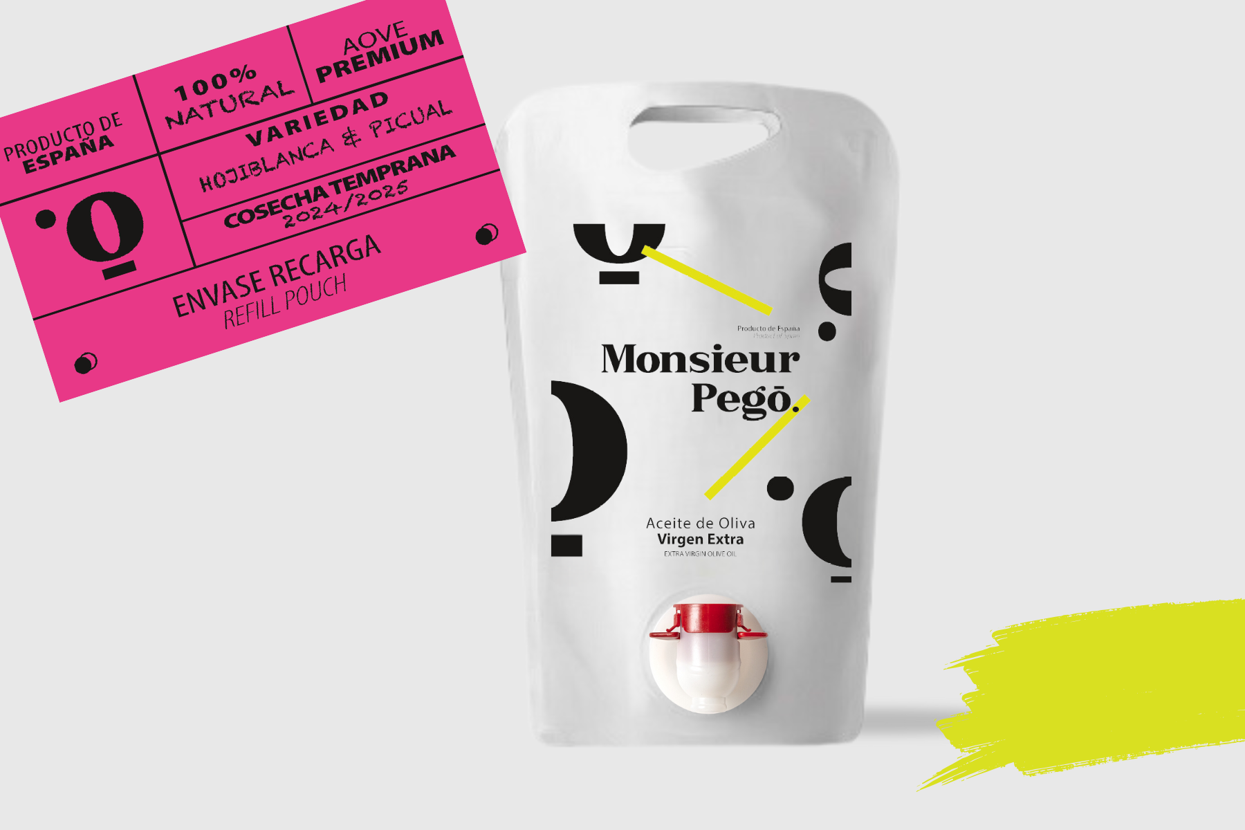 AOVE Cosecha Temprana, Envase Recarga 1,5L, Picual, Monsieur Pegó AOVE Cosecha Temprana, Envase Recarga 1,5L, Picual, Monsieur Pegó