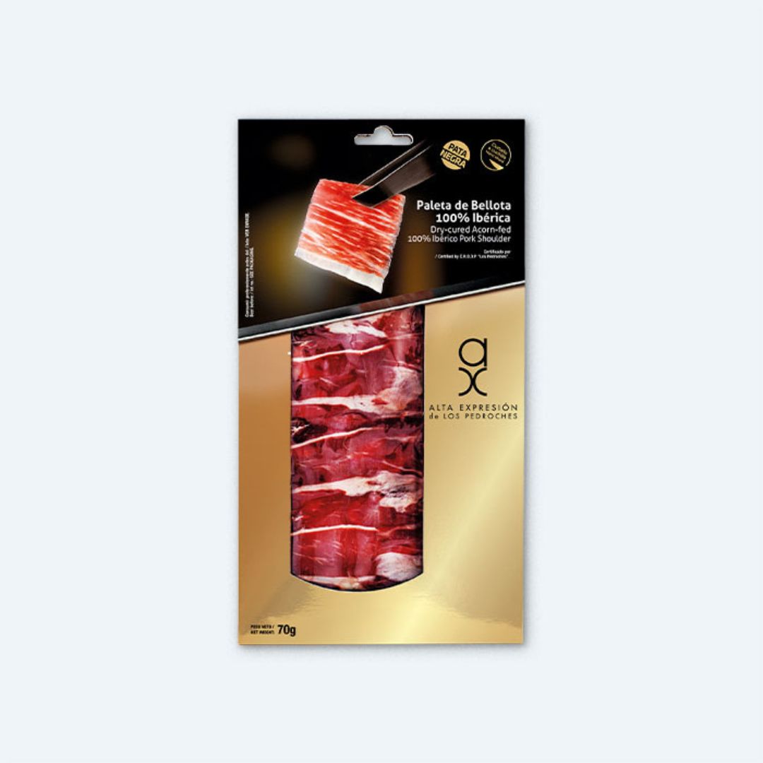 Paleta de Bellota 100% Ibérico Alta Expresion loncheada, D.O.P. Los Pedroches Paleta de Bellota 100% Ibérico Alta Expresion loncheada, D.O.P. Los Pedroches